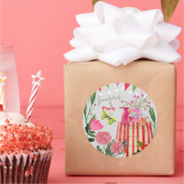 Adesivo Redondo Festa de Aniversário no Jardim 