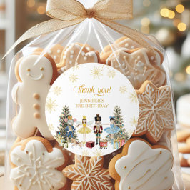 Adesivo Redondo Festa de aniversário Nutcracker Obrigado