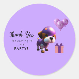 Adesivo Redondo Festa de aniversário para crianças de cãozinho doc