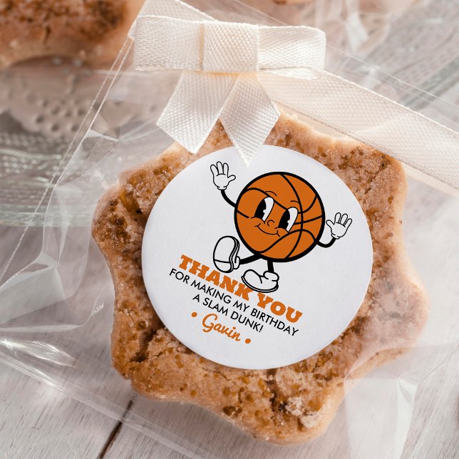 Adesivo Redondo Festa de aniversário Personalizada De Basquete Obr (Criador carregado)