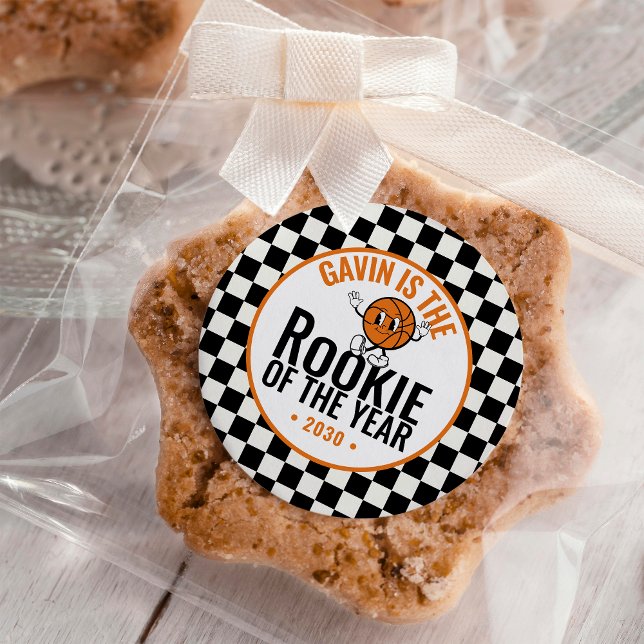 Adesivo Redondo Festa de aniversário Personalizada de Basquete Ret (Criador carregado)