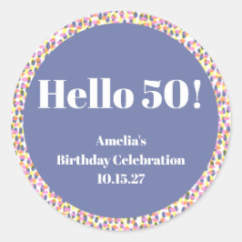 Adesivo Redondo Festa de aniversário Personalizada de Ponto de Aqu