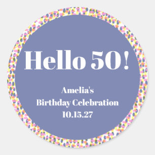 Adesivo Redondo Festa de aniversário Personalizada de Ponto de Aqu