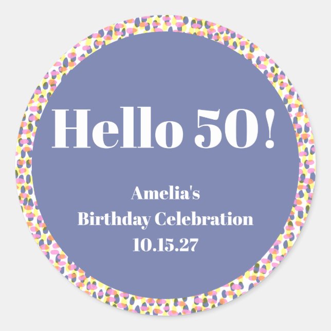 Adesivo Redondo Festa de aniversário Personalizada de Ponto de Aqu (Frente)