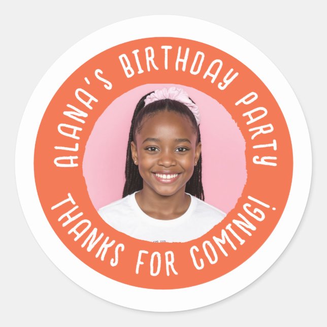 Adesivo Redondo Festa de aniversário Personalizada Obrigado (Frente)