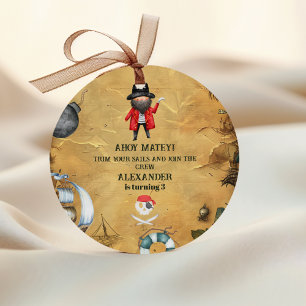 Adesivo Redondo Festa de aniversário Pirata
