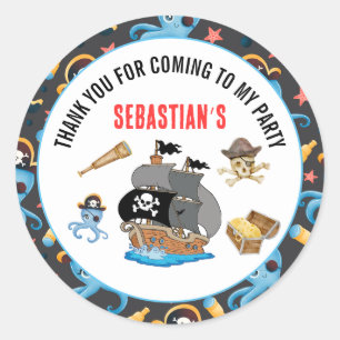 Adesivo Redondo festa de aniversário pirata