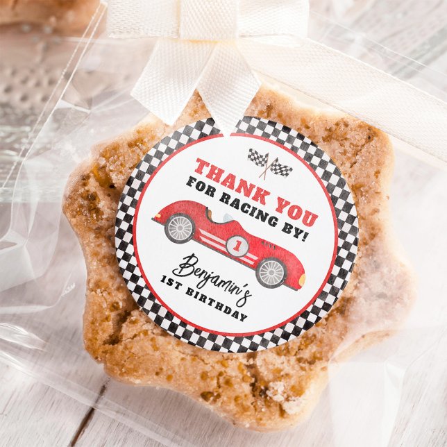 Adesivo Redondo Festa de aniversário Rápida de Um Rapaz com Carro  (Criador carregado)