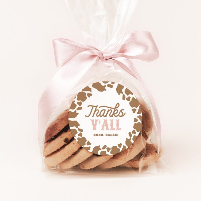 Adesivo Redondo Festa de aniversário Rodeo Cowgirl Obrigado (Criador carregado)