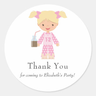 Adesivo Redondo Festa de aniversário Rosa e Azul de Pancake Girl