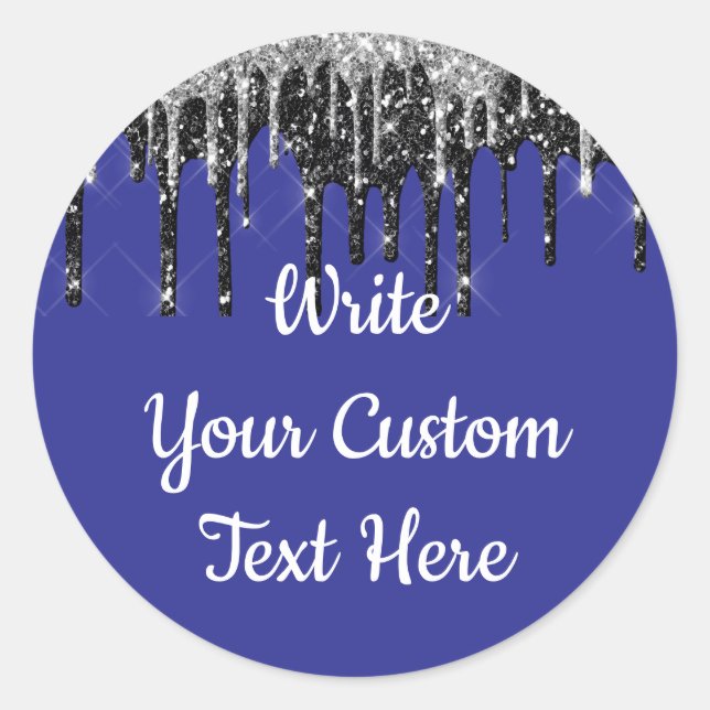 Adesivo Redondo Festa de Aniversário Roxo e Prata Brilhante (Frente)