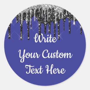 Adesivo Redondo Festa de Aniversário Roxo e Prata Brilhante