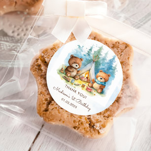 Adesivo Redondo Festa de aniversário russa de Camping Mountain