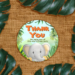 Adesivo Redondo Festa de aniversário Safari - Elafant