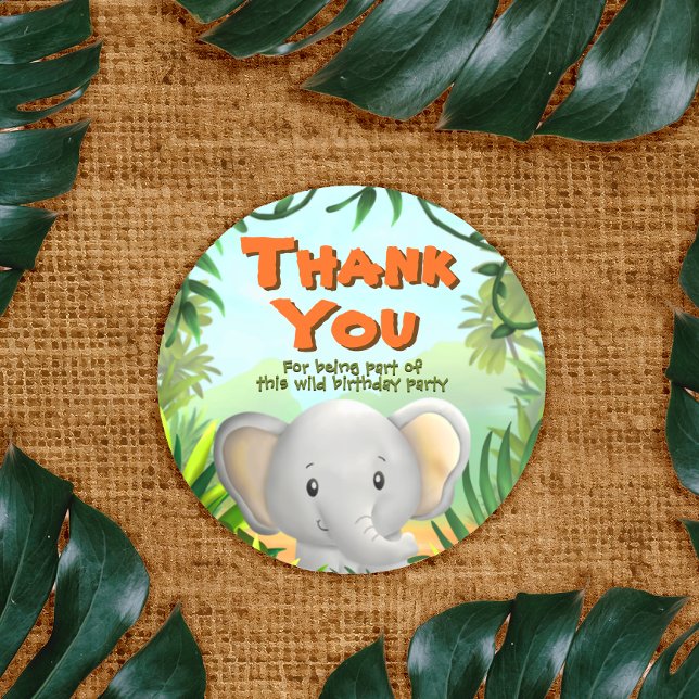 Adesivo Redondo Festa de aniversário Safari - Elafant (Criador carregado)