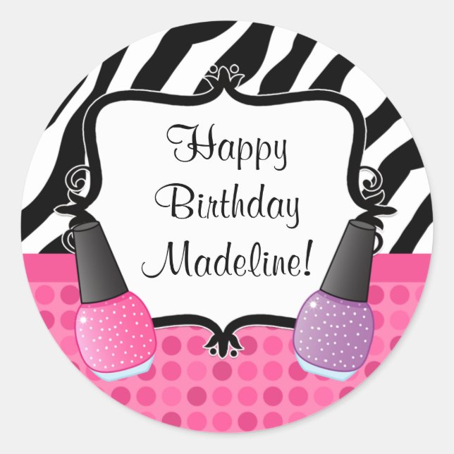 Adesivo Redondo Festa de aniversário Spa Sticker Zebra Stripe (Frente)