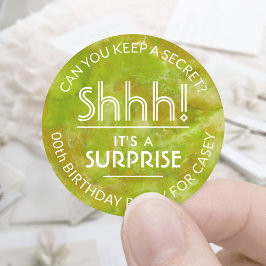 Adesivo Redondo Festa de aniversário Surpresa - Amarelo - Cor de Á