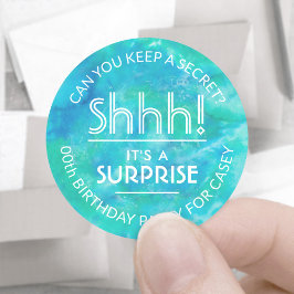 Adesivo Redondo Festa de aniversário Surpresa Blue & Green Waterco