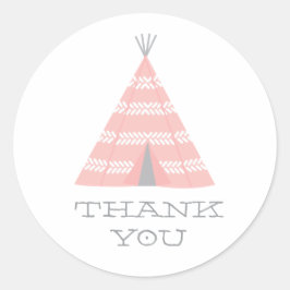 Adesivo Redondo Festa de aniversário Teepee Obrigado Sticker
