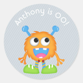 Adesivo Redondo Festa de aniversário temática para o pequeno monst