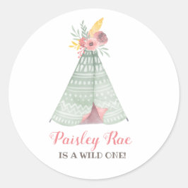 Adesivo Redondo Festa de aniversário Wild Boho Girl
