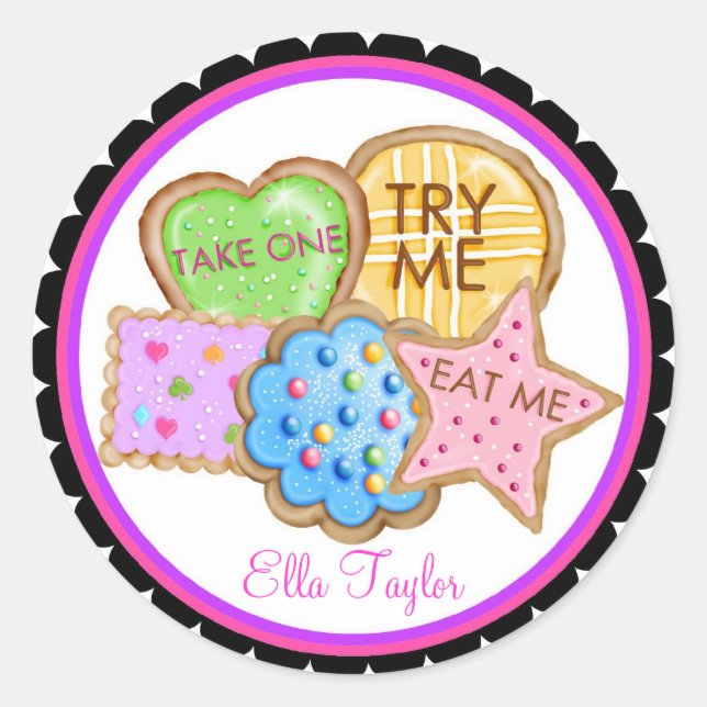 Adesivo Redondo Festa de aniversário Wonderland (Frente)