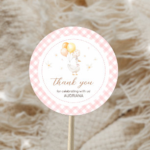 Adesivo Redondo Festa de Aniversário Xadrez do Ganso Bobalhão