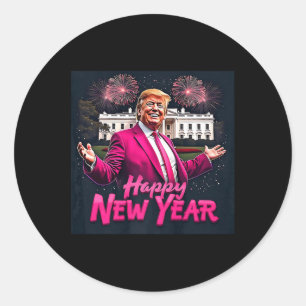 Adesivo Redondo Festa de Ano Novo do Funny Trump 2025 Trump Ano No