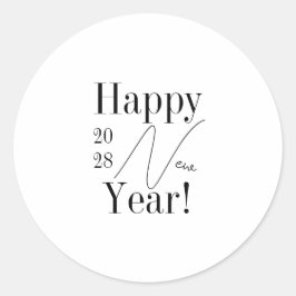 Adesivo Redondo Festa de Ano Novo Preto e Branco