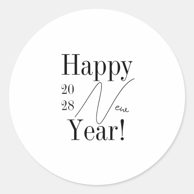 Adesivo Redondo Festa de Ano Novo Preto e Branco (Frente)