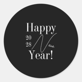 Adesivo Redondo Festa de Ano Novo Preto e Branco