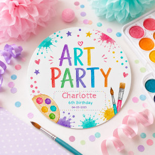 Adesivo Redondo Festa de Arte Colorida para Crianças de 6 Anos de
