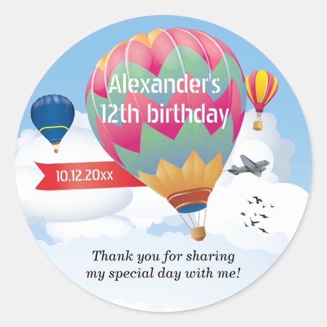 Adesivo Redondo Festa de Balões de Ar Quente (Frente)