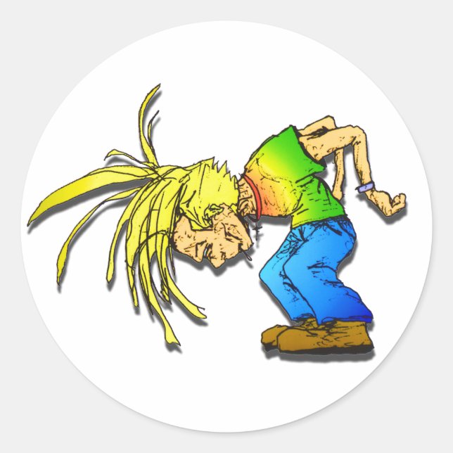 Adesivo Redondo Festa de Banguecoque de Cabeça de Mosh de Metal Pe (Frente)