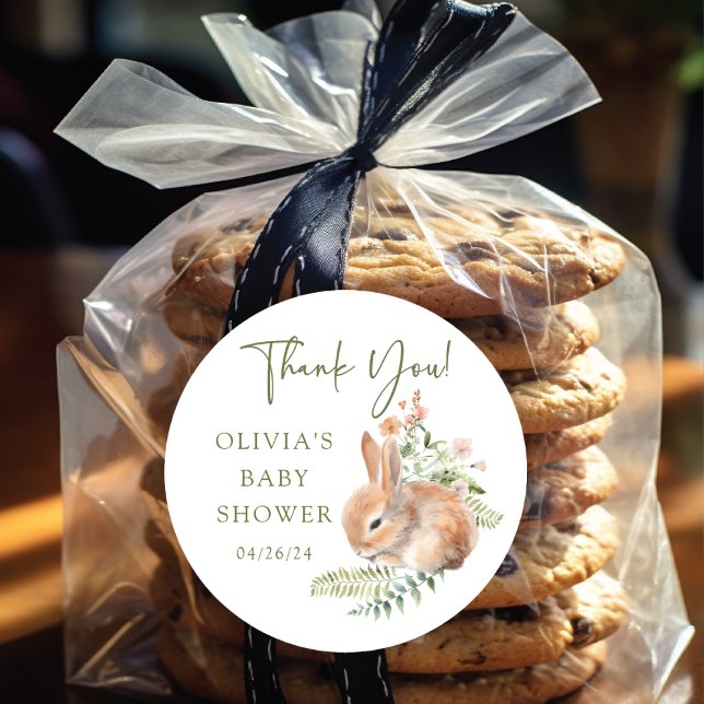 Adesivo Redondo Festa de Bebê Coelhinho da Delícia da Natureza (Criador carregado)