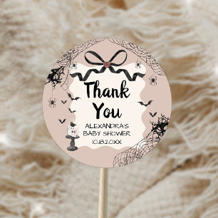 Adesivo Redondo Festa de Bebê Little Boo Halloween Gótico