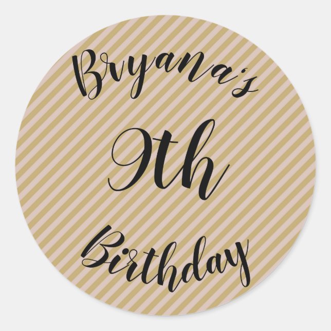 Adesivo Redondo Festa de bege Rosa Esbranquiçado e Douradas Leves (Frente)