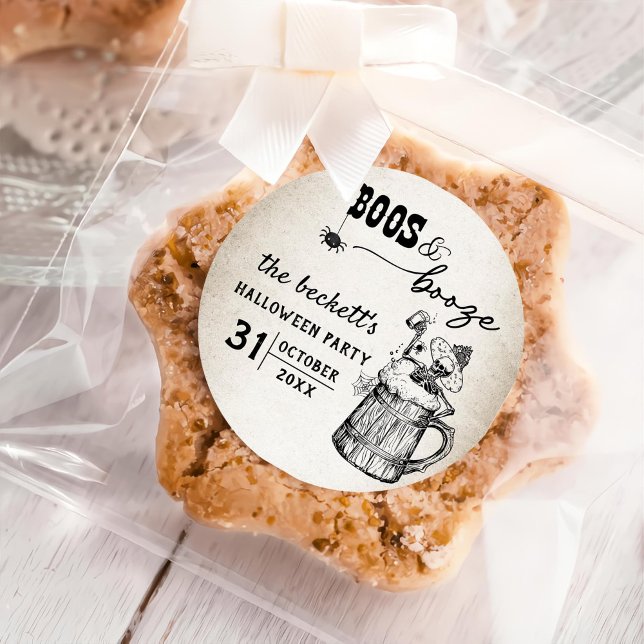 Adesivo Redondo Festa de Boos e Booze Ghost Halloween (Criador carregado)