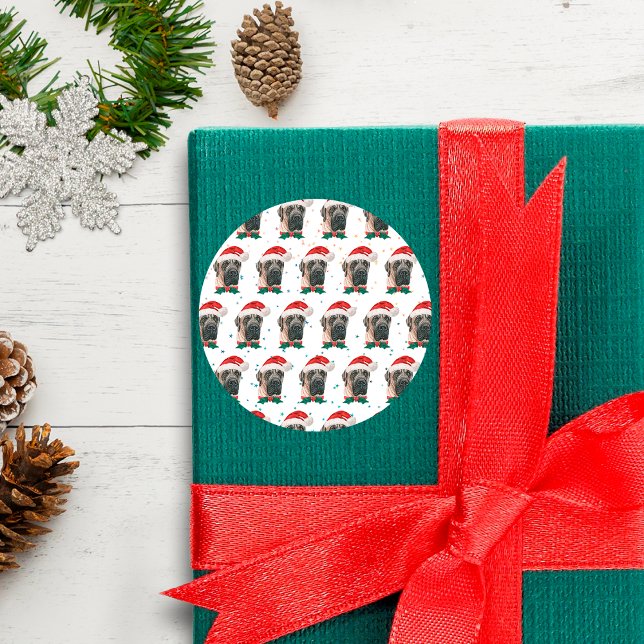 Adesivo Redondo Festa de Cachorro Inglês Mastiff (Criador carregado)