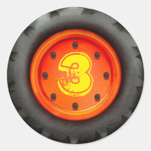 Adesivo Redondo Festa de Caminhão de Construção de aniversário de 