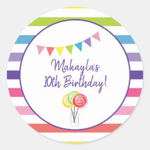 Adesivo Redondo Festa de Candy Doce Festa de aniversário Compra Ar