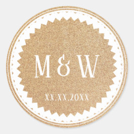 Adesivo Redondo Festa de casamento Dourada com brilho clássico