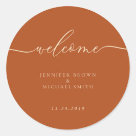 Adesivo Redondo Festa de casamento Terracotta