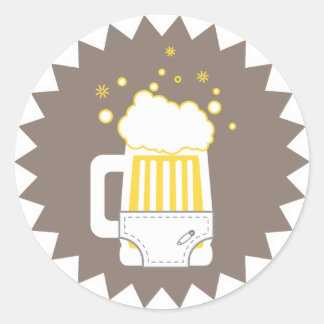 Adesivo Redondo Festa de cerveja e Fralda | Autocolantes