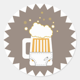 Adesivo Redondo Festa de cerveja e Fralda | Autocolantes