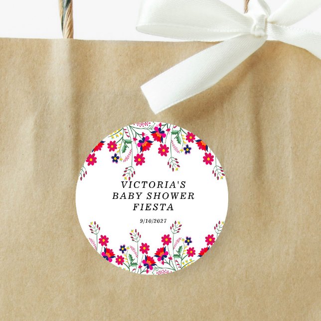 Adesivo Redondo Festa de Chá de Bebê das Flores Mexicanas (Criador carregado)