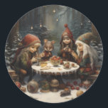 Adesivo Redondo Festa de Chá de inverno no Woods Christmas Elves<br><div class="desc">Elf Winter Tea Party in the Woods Christmas Elves Classic Round Sticker</div>