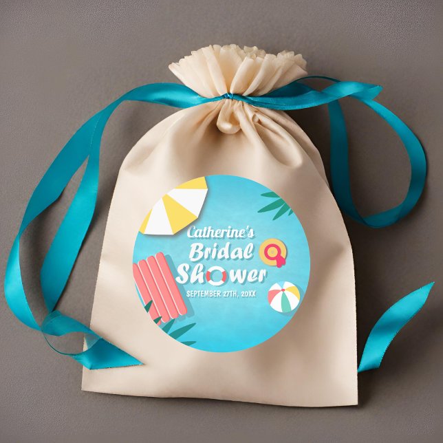 Adesivo Redondo Festa de Chá de Noiva de Verão com Tema de Festa T (Criador carregado)