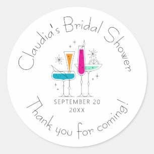 Adesivo Redondo Festa de Chá de Noiva Espumante Retrô