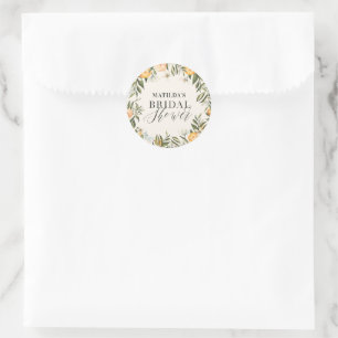 Adesivo Redondo Festa de chá de panela botânico dos citrinos de la